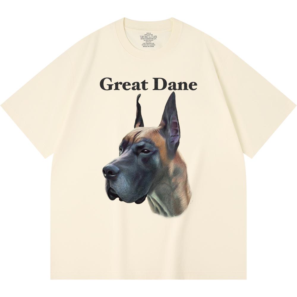 230GSM 100% Cotton T-Shirt Great Dane Print Tees Funny Harajuku Style Combed Cotton Tshirt