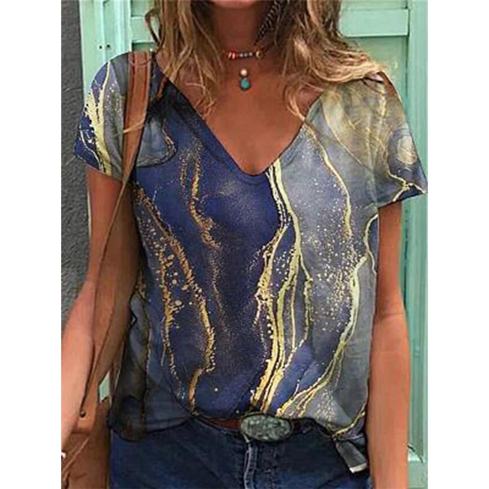 Women's 3D Print T-shirt Plus Size Harajuku Streetwear Casual V-neck Shirt