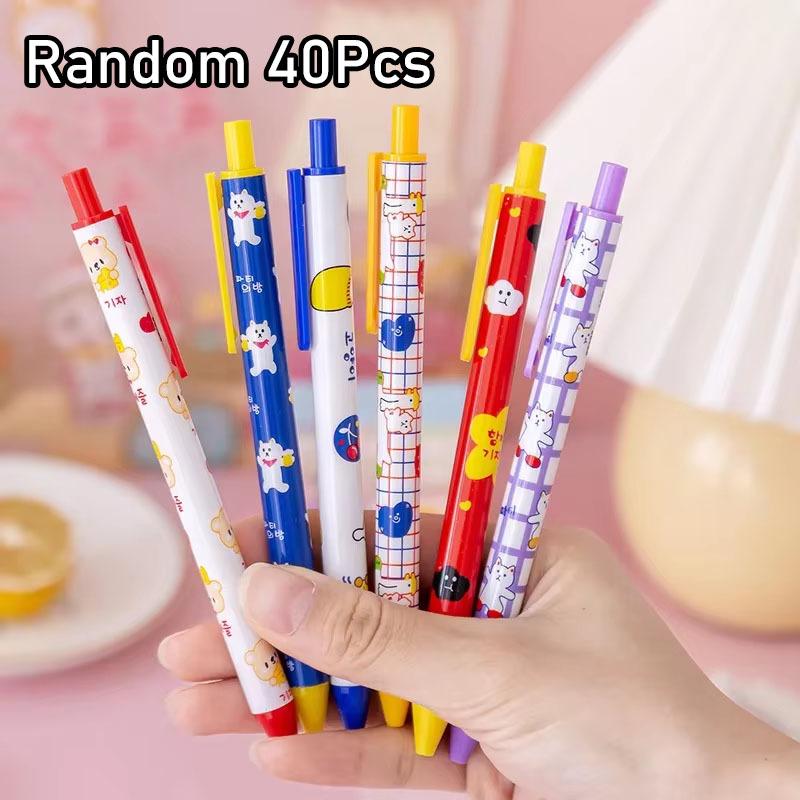 6 шт. Милые Ins Стиль Мягкий Милый Медведь Нажимная Большая Емкость Черная Нейтральная Ручка Школьные Канцелярские Принадлежности Приз Нейтральная Ручка Оптом Random style  6Pcs