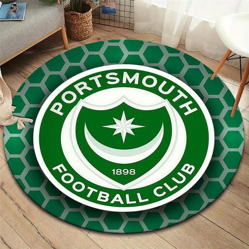 Portsmouth Football Club Round Area Rug,Carpet Rug for Living Room Bedroom Sofa Playroom Decor,Non-slip Floor Mat
