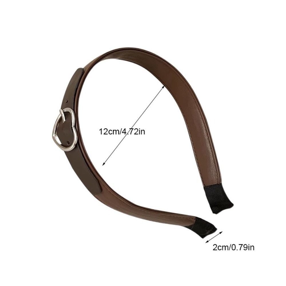 Wide Side Love Heart Hairband Hairband Women Hair Hoop Retro Leather Headband  Daily