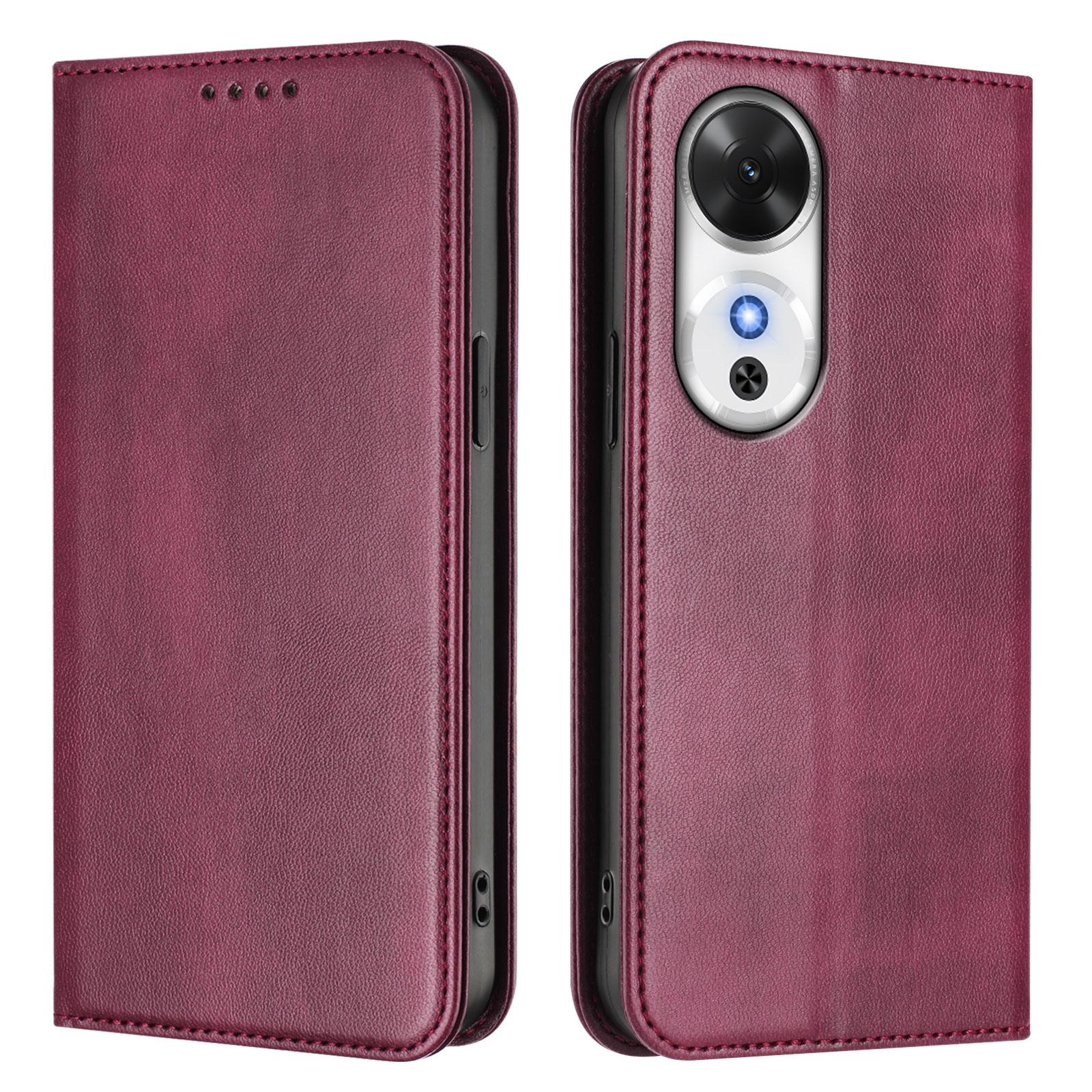 

For Honor Play 60 5G Wallet Cases Retro Texture RFID Blocking Leather Phone Cover Wine Red