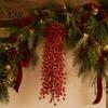 Artificial Red Berry Sprays Swag Branch, Christmas Rustic Style Wall Indoor Outdoor Festive Ornament Hangings, Seasonal Waterfall Pendant for
