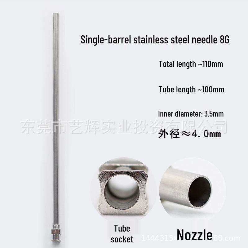 Stainless Steel Dispensing Valve Syringe Needle, 110mm Long, 100mm Tube, Pointed Tip
