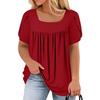 Women's Fashion Casual Colour Square Neck Short Sleeve Large Size T-Shirt Top