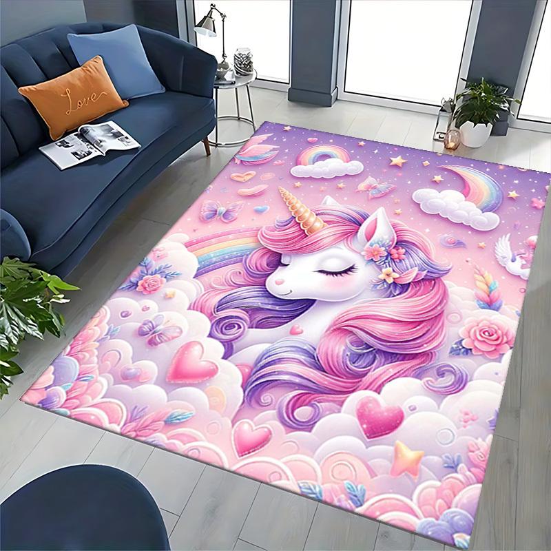 1pc Unicorn Fantasy Office Chair Mat - Anime Cartoon Design, Non-Slip Carpet for Home Decor, Suitable for All Seasons.H030