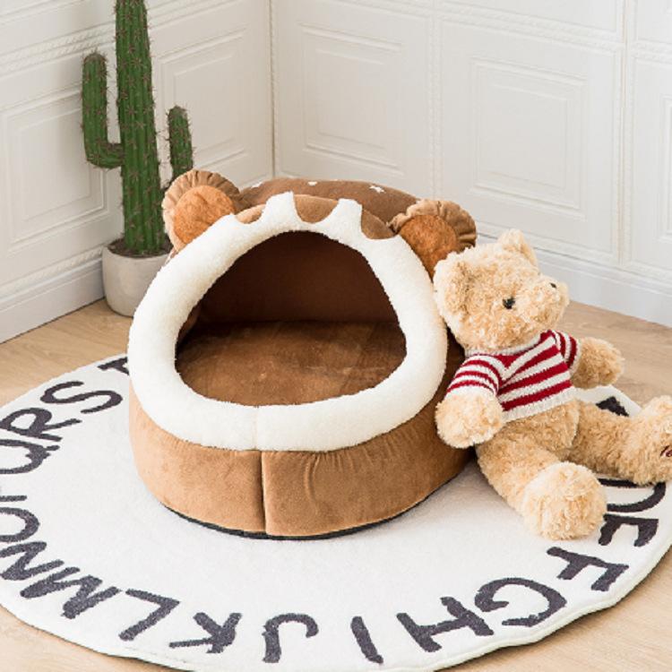 Buda dla psa i kota Półzamknięta Zimowa Ciepła Całoroczna Materac Teddy Akcesoria dla Dużych Średnich i Małych Psów