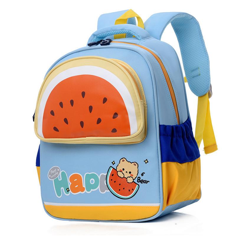 Fashionable Colorblock Print School Backpack For Kids With Comfortable Curved Straps светло-синий