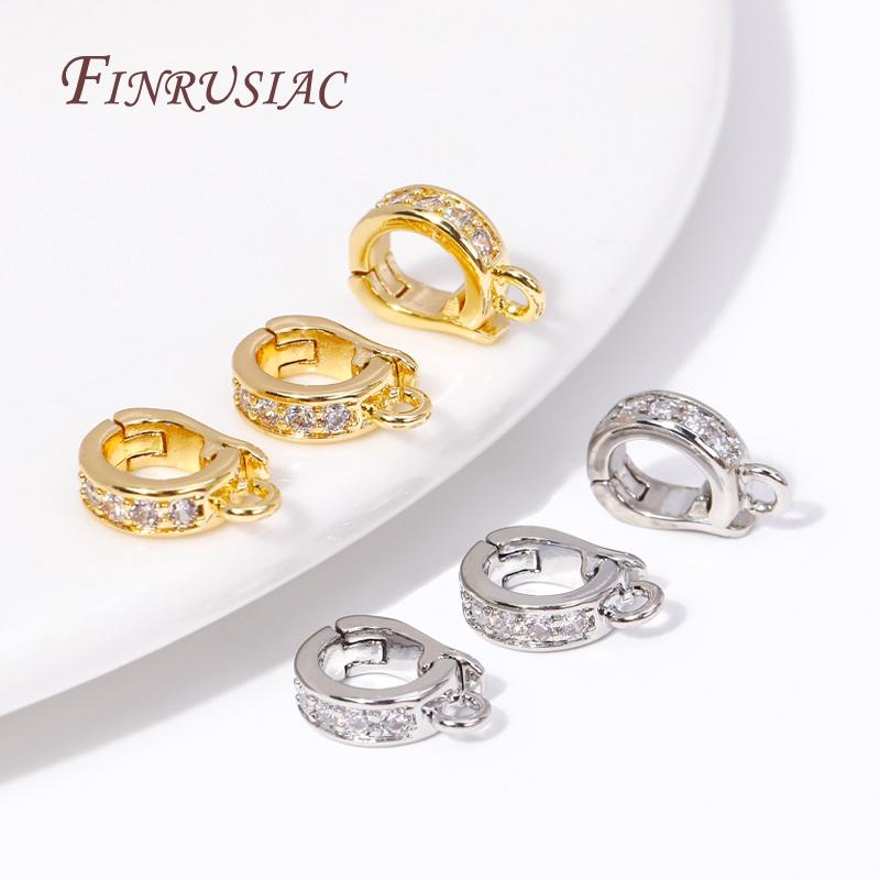 18K Gold Plated Brass With Zircon Hinged Pendant Enhancer Bail Clasps For Jewelry Making Supplies DIY Findings Accessories