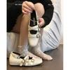 Fashion 2025 New Square Toe Heightened Inner Mary Jane Women's Shallow Mouth One Buckle Women's Shoes Versatile Flat Single Shoes