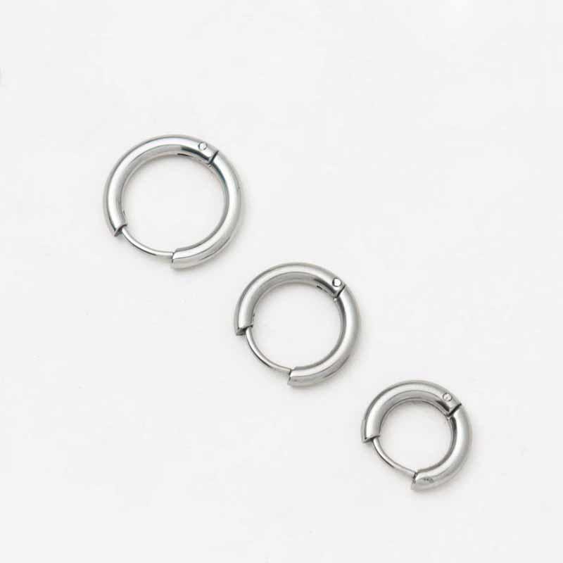 1PC Stainless Steel 10/12/16mm Antiallergic Simple Punk Circle Earrings for Women Men Jewelry Gift