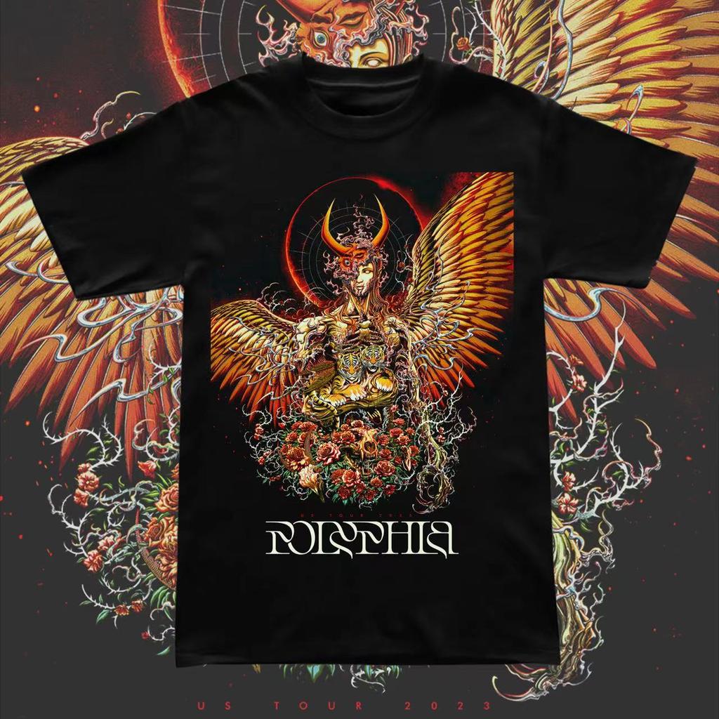 POLYPHIA Band T-Shirt Herren Sommer Street Rundhals Kurzarm Baumwolle Bequem Locker Harajuku Herren- und Damenbekleidung