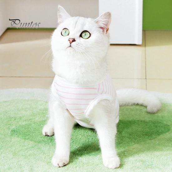Stripes Pattern Pet Suit Soft Comfortable Fastener Tape Breathable Anti-scratch Anti-licking Puppy Supply Polyester Print Surgical Clothes Spring