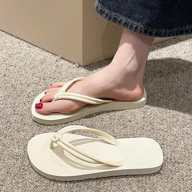 Damen Flip-Flops Sommerschuhe, Bonbonfarben, Flache Sandalen für Damen, Zum Hineinschlüpfen, Anti-Rutsch Weiche Sohle, Strand Komfortschuhe