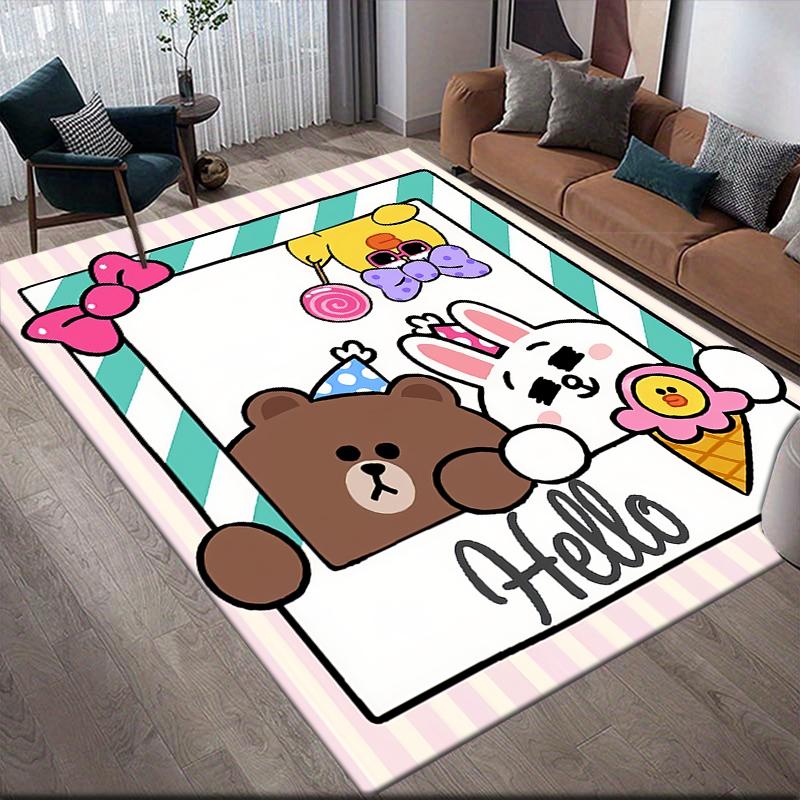 

LINE FRIENDS Kawaii Square Area Rug, Non-Slip Floor Mat for Bedroom, Perfect Gift for Fans.chl 60x90cm