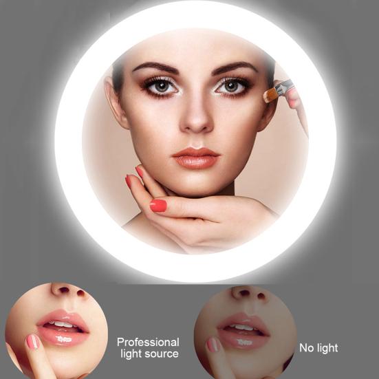Portable Mini LED Light Tri-fold Illuminating Folding Power Bank Makeup Mirror