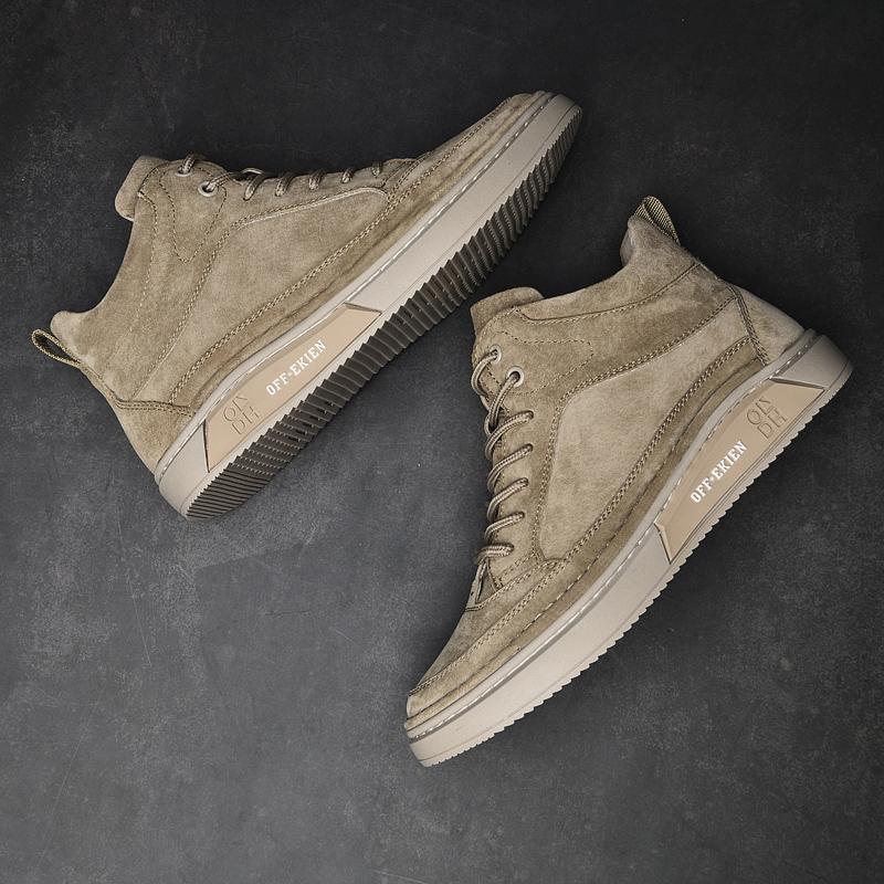 Män Stövlar Andningsbar Läder Mesh Höga Casual Stövlar Öken Arbets Skor Herr Utomhusskor Motocross Stövlar