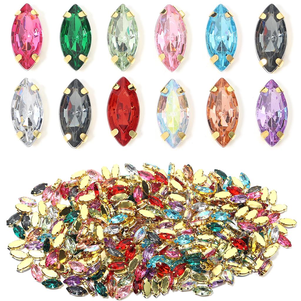 50 Stück Bunte Pferdauge Zum Aufnähen Acryl Strasssteine Mit Goldener Kralle Glas Kristall Zum Aufnähen Perlen Für Kleidung Kopfbedeckung Dekoration