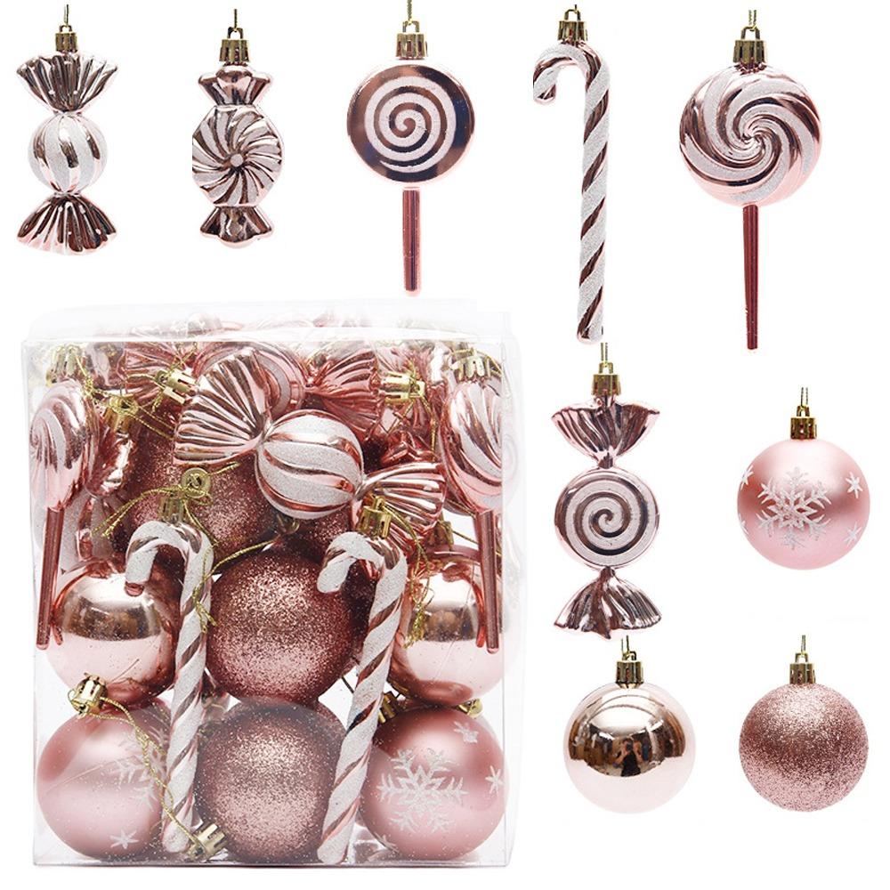 36PCS Electroplated Candy Cane Ornaments Shatterproof Lollipop Hanging Balls  Party Favors