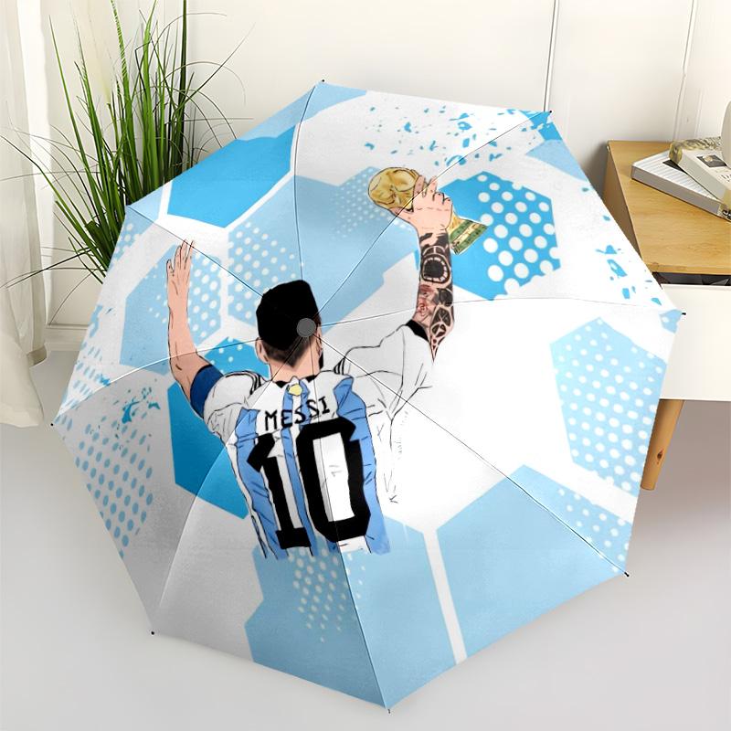 Messi's Argentina Celebration Compact Travel Automatic Umbrella Retractable Design with 8-Rib Durability Foldable Design for Outdoor Daily Use