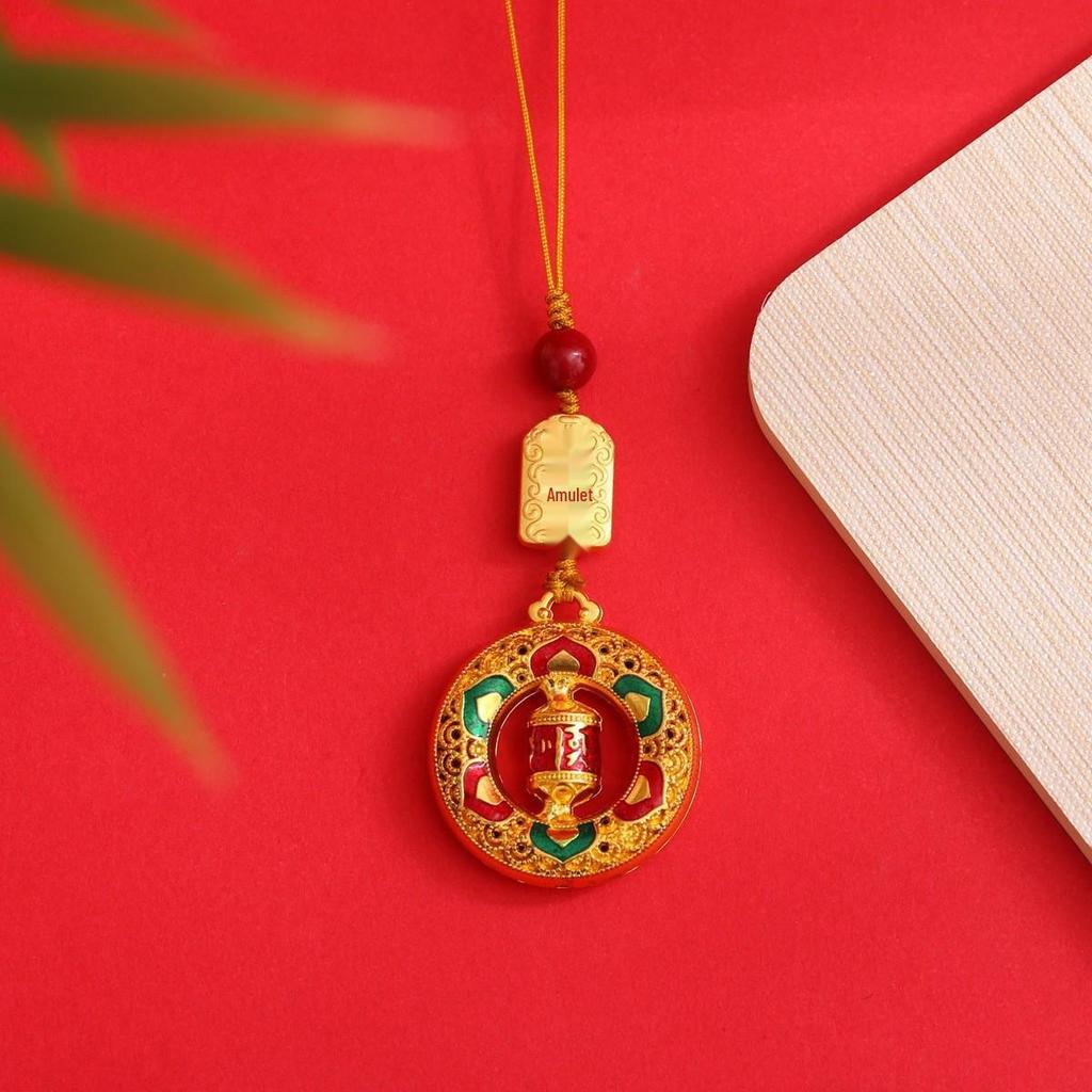 Luxury Metal Gourd Cinnabar Pendant Keychain Ornament