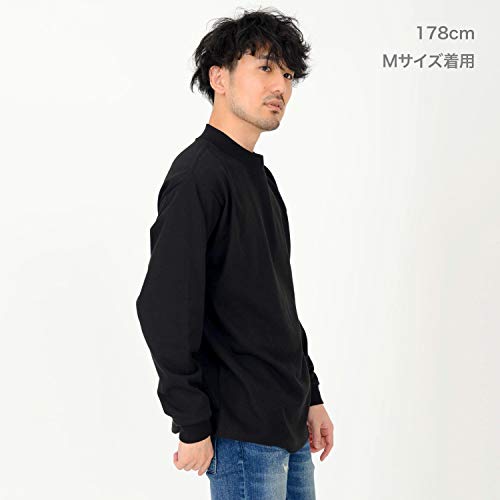 [T-shirt.st] Long-sleeve Mock Neck T-shirt, Extra Thick 10.2 oz, Men's & Women's, Black, XL