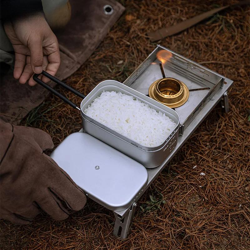 Aluminum Oxide Portable Lunch Box, Open Flame Heated Outdoor Picnic Camping Lunch Box, Aluminum Lunch Box