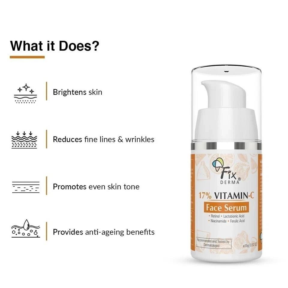 Fixderma 17% Vitamin C Face Serum Niacinamide Serum - 15g