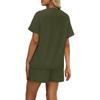Women's Casual Pullover Top and Shorts Set Loose Fit Solid Color Two Piece Outfit Soft Fabric Lightweight Summer Loungewear