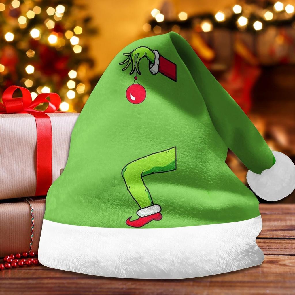 Plush Christmas Santa Hat for Holiday Party and Winter Festive Celebrations for Adults and Kids
