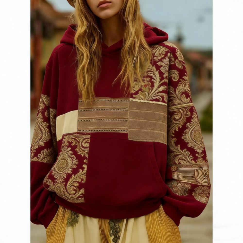 Frühling Herbst Bohème Stil Floral 3D Druck Hoodie Damen Lässig Europäisch Amerikanisch Hoodie Streetwear Sweatshirt Damen Kleidung Oberteil