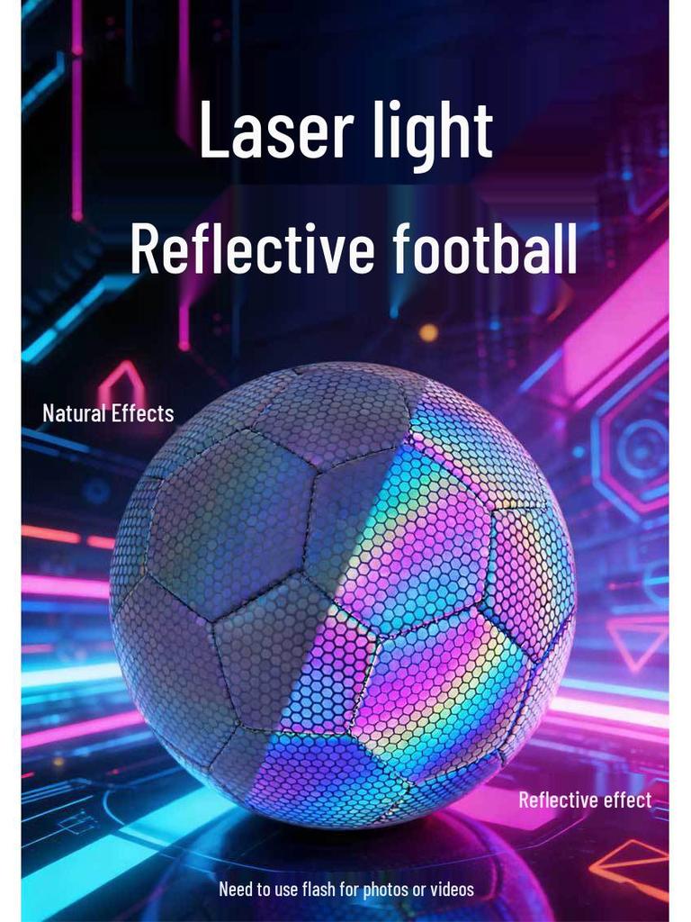 Size 5 Luminous Reflective Football: Machine-Stitched PU, Wear-Resistant, Ideal for Training and Matches