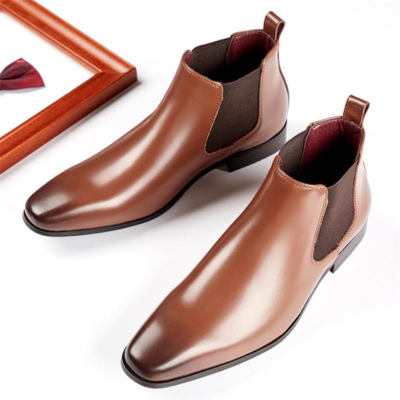 Fashion New Men's Winter Black Brown Warm Plush Patent Leather Shoes Male Fashion High Tops Comfort Snow Ankle Boots