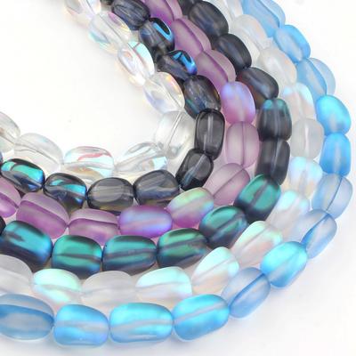 Natural Dull Polish Frosted Crystal Beads 10mm Oval Shape Loose Spacer Beads for Jewelry Making