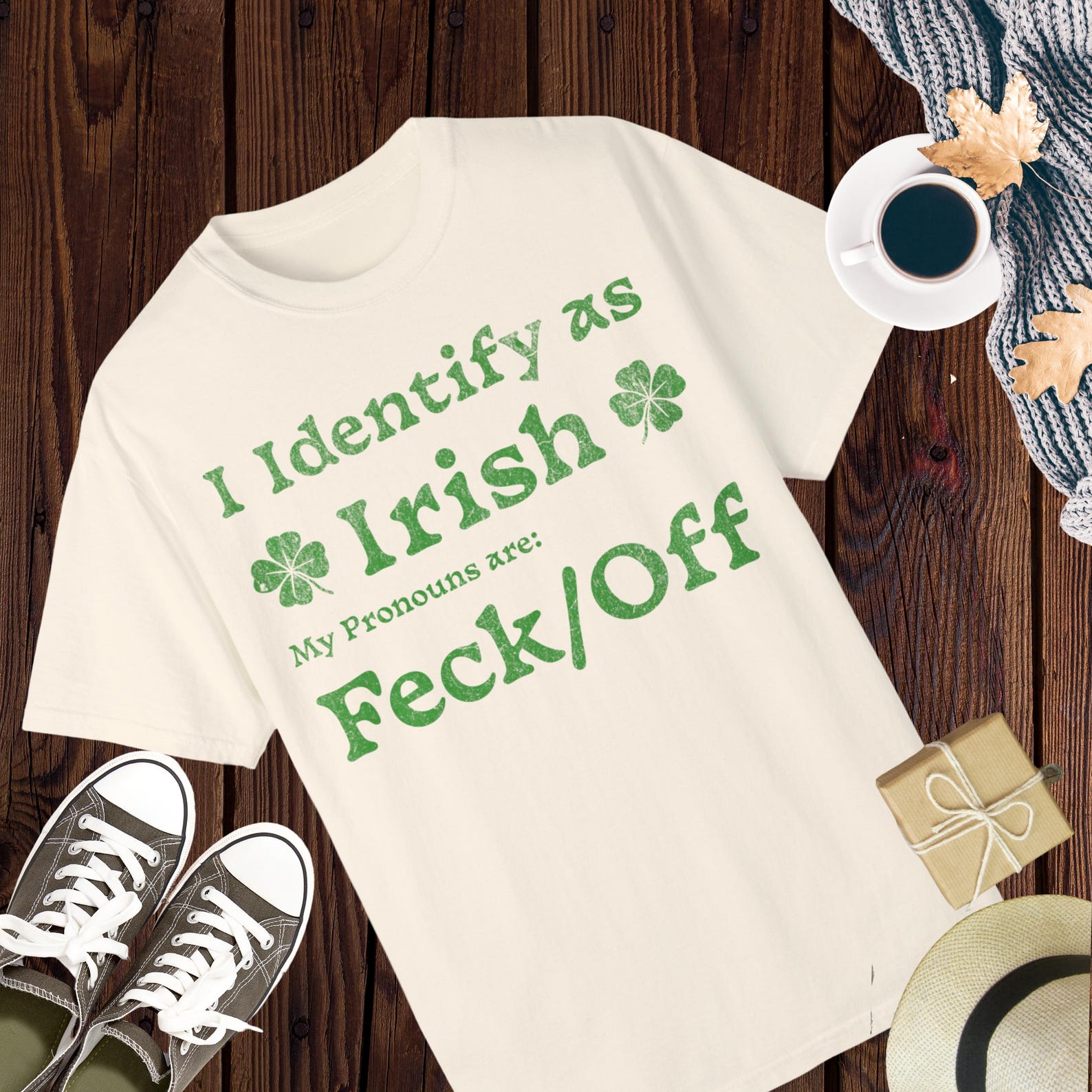Funny Irish Tee: I Identify as Irish St. Patrick s Day Shirt 4XL