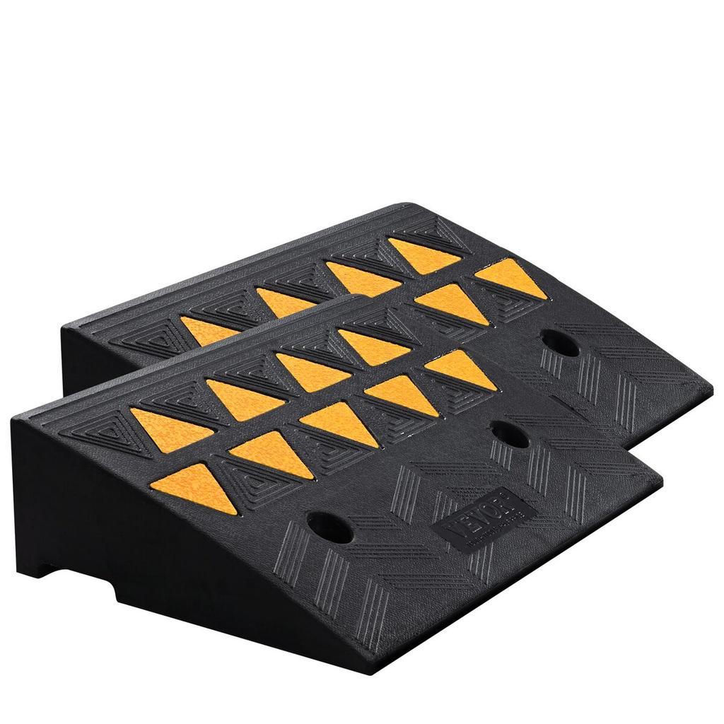 Rubber Curb Ramp 2 Pack, 5" Rise Height Heavy-Duty 33069 lbs/15 T Capacity Threshold Ramps, Driveway Ramps with Stable Grid Structure for Cars,