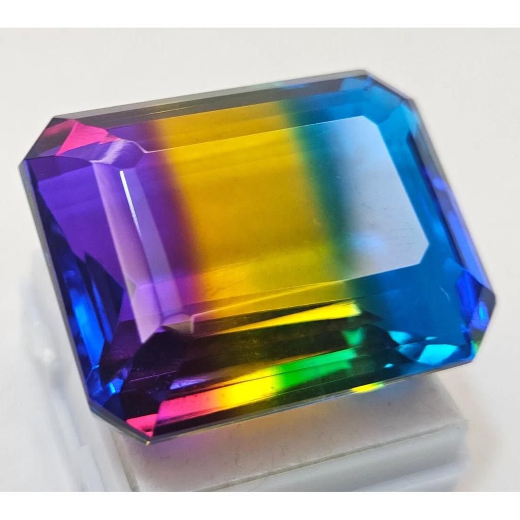 Certified Natural Tourmaline Bi-Color Emerald Cut 100+ Ct Fabulous Gemstone
