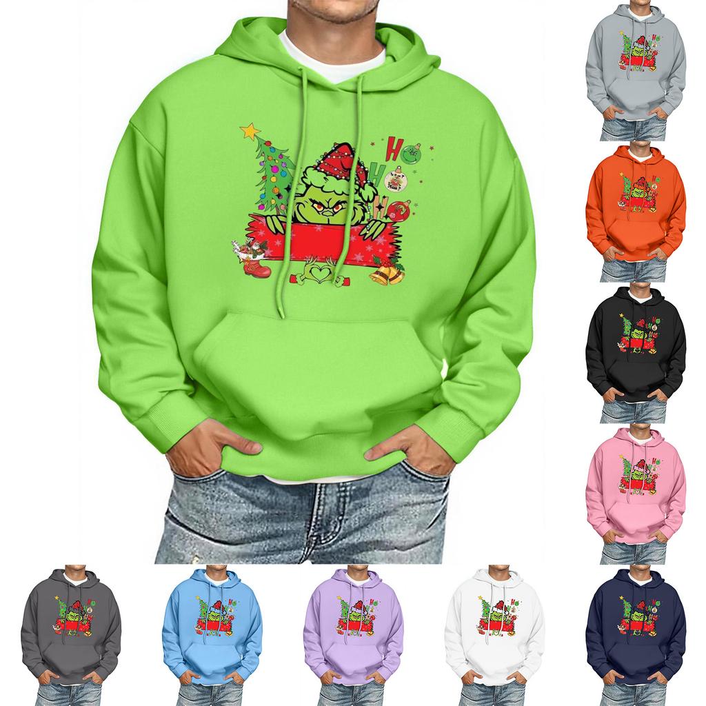Men's Print Hooded Sweatshirt Long-Sleeve Casual Pullover Hoodie Hooded Sweatshirt