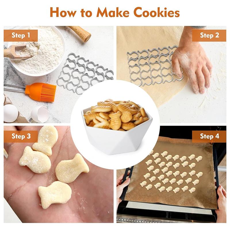 

ABJI-Stainless Steel Mini Gold Fish Cracker Cutter, 25 Cavity Goldfish Cutter For DIY Baking серебряный