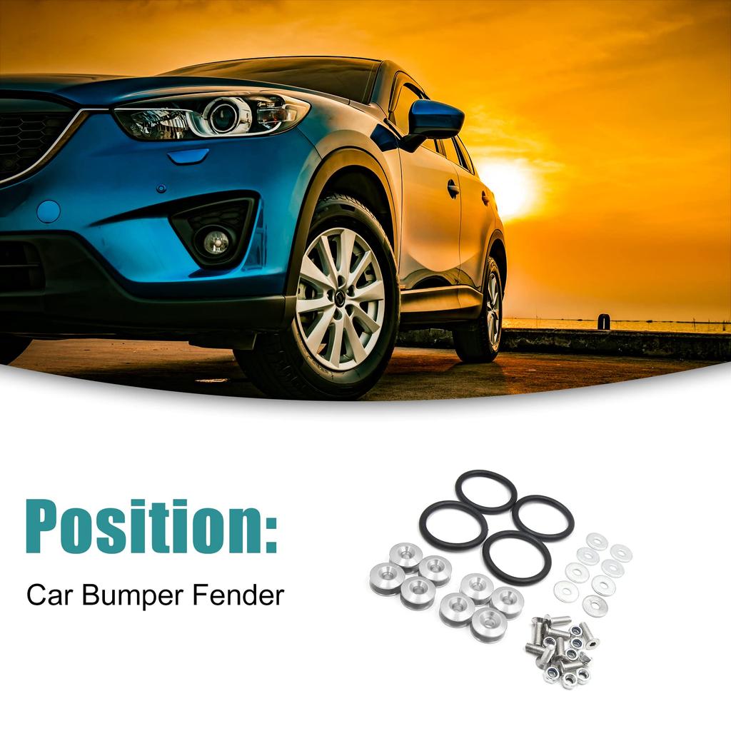 ACROPIX Bumper Trunk Hatch Lid Fastener Kit Quick Release Silver Tone 8 Pcs