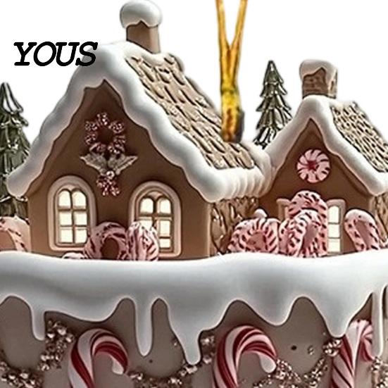 Unique Stocking Stuffer Gifts 2Pcs Fairy Tale Coffee Cup Snow House Christmas Ornaments, Double-sided Acrylic Ornaments Hanging Decoration for