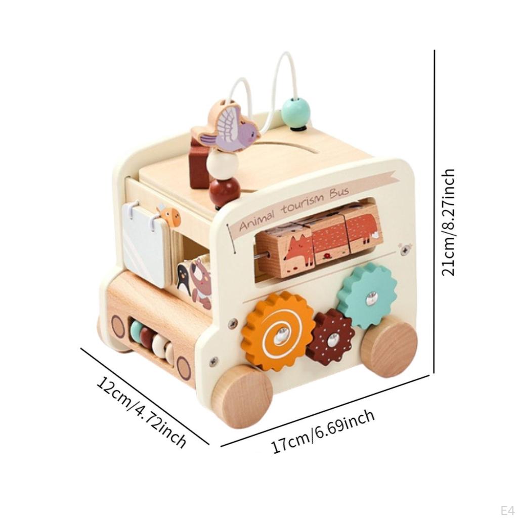 5-in-1 Bus Toy Kids Xylophone Hammering Pounding Montessori Percussion Instrument Wooden