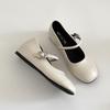 Silver retro square head inner height increase light mouth flat sole single shoes women's summer 2025 new versatile French Mary Jane shoes
