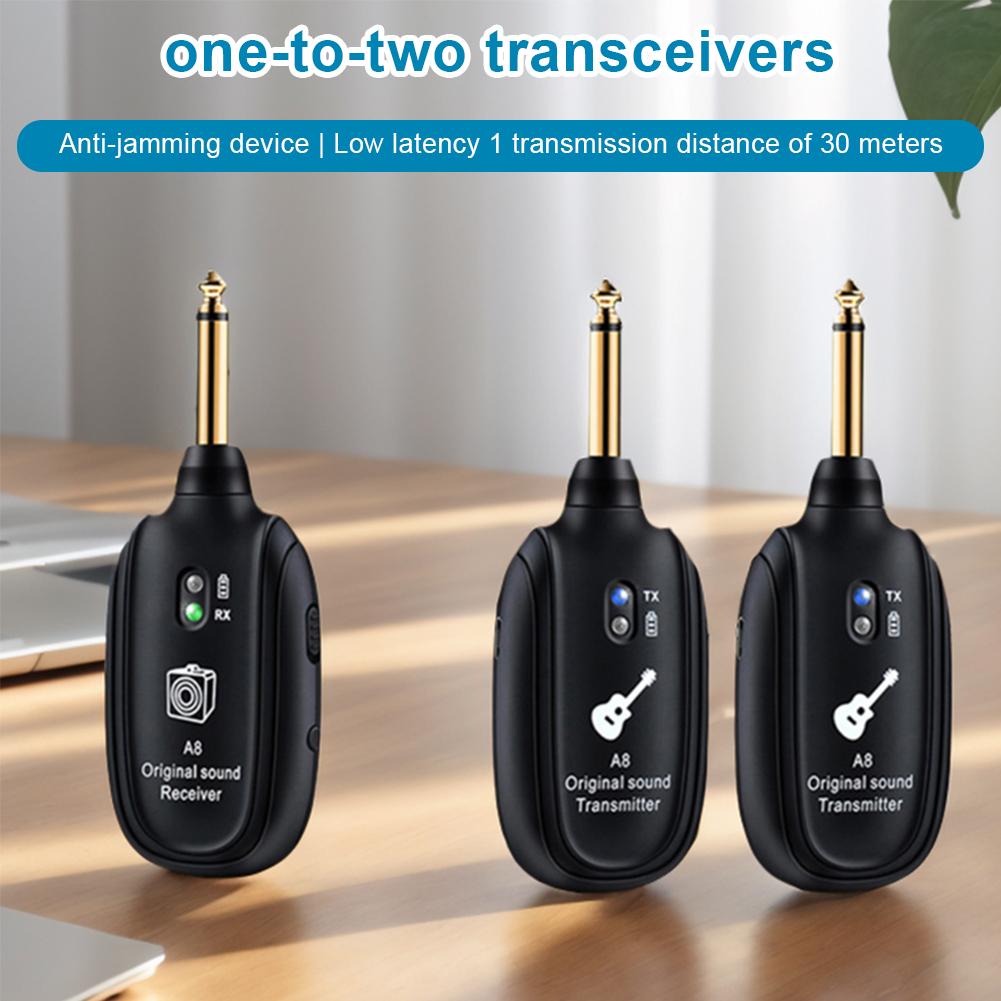 Wireless Guitar System UHF Audio Wireless 1/2 Transmitter 1 Receiver For Acoustic Guitar Violin Keyboard Electric Instruments