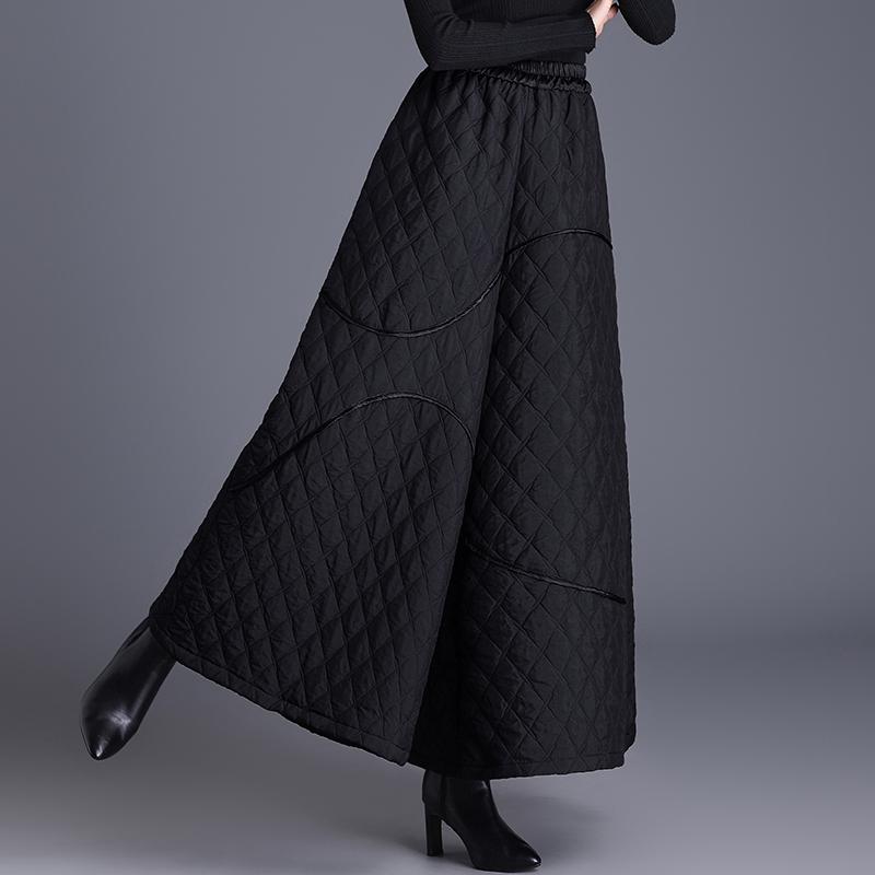 Péřová bavlna Polstrovaná vintage s vysokým pasem ležérní volná podzim zima široké nohavice Sukňové kalhoty Dámské volné ležérní kalhoty