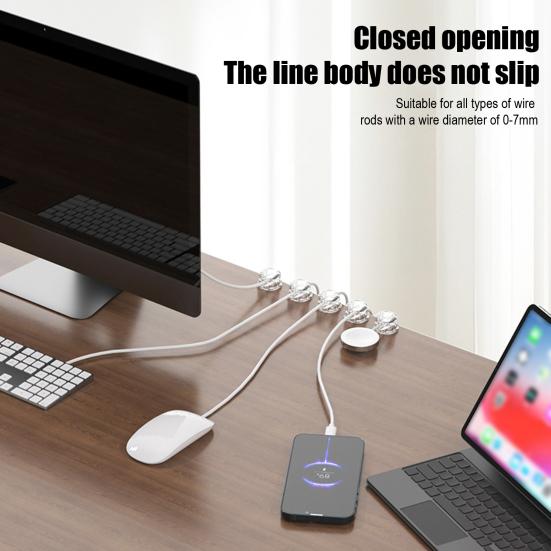 Magnetic Cable Holder Self-Adhesive Cable Organizer Easy Installation Cable Clip with Spring for Desk Home Office Car