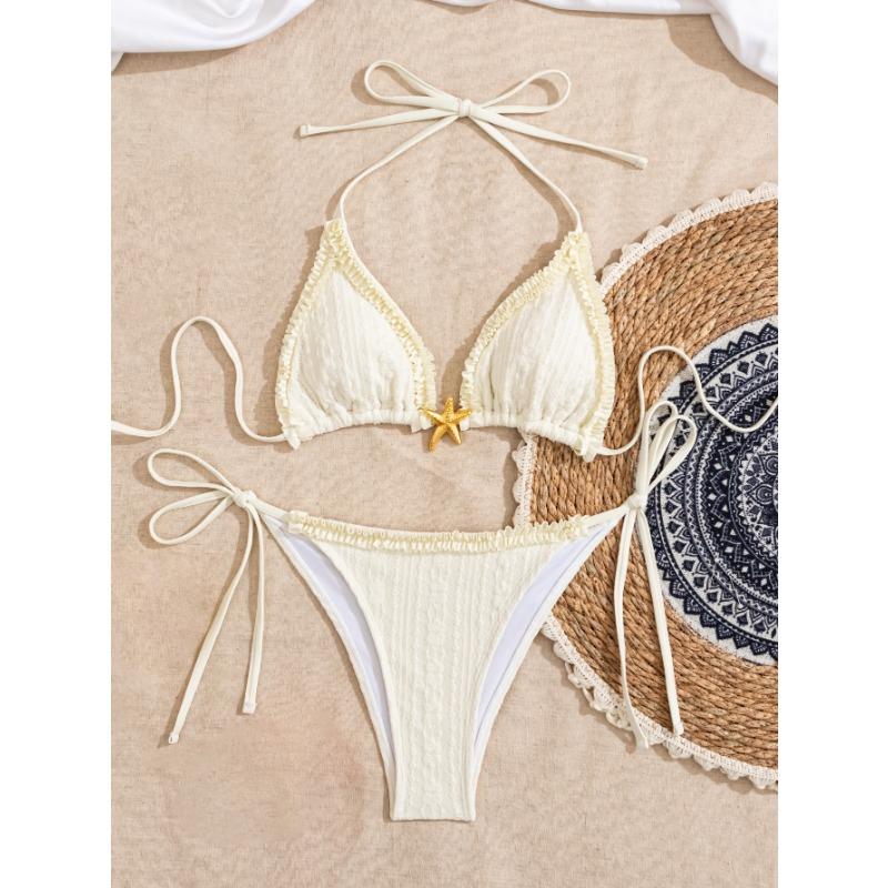 

Новый раздельный сексуальный купальник женский купальник на бретелях комплект сексуальный морская звезда треугольник L