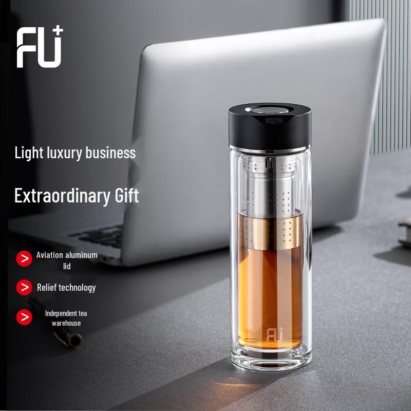 FUGUANG FU+ Classic Double-Layer Glass Tea Infuser Cup