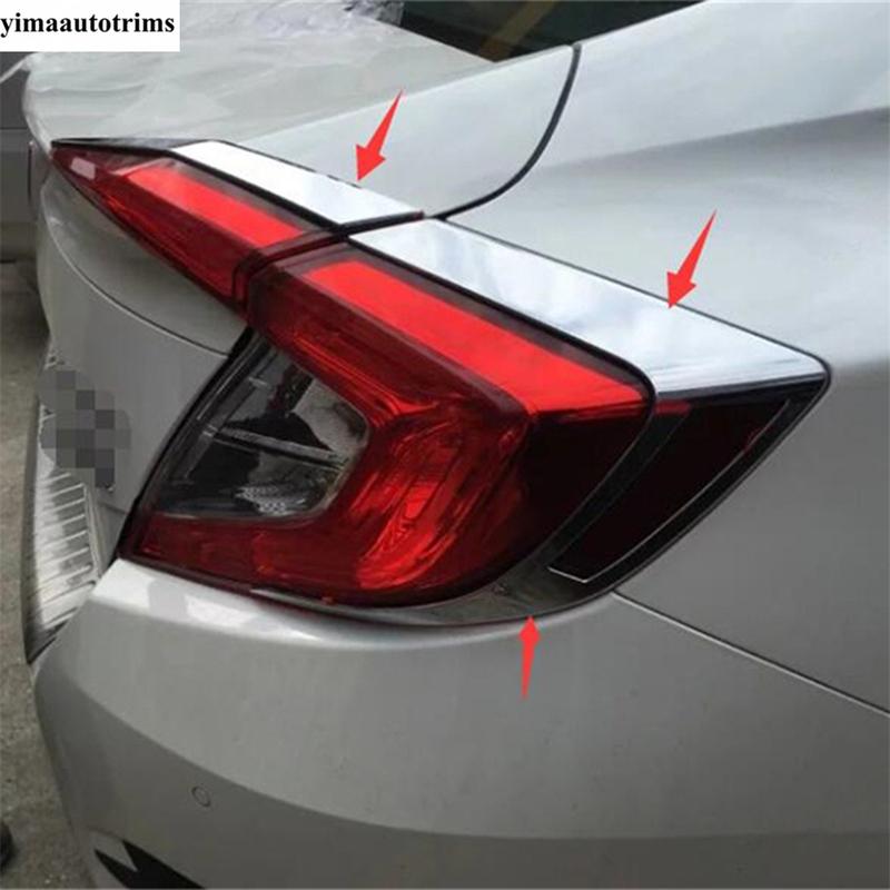Rear Tail Light Lamp Eyebrow Eyelid Strip Decorative Sequ Cover Trim For Honda Civic Sedan 2016 - ABS Chrome Accessories