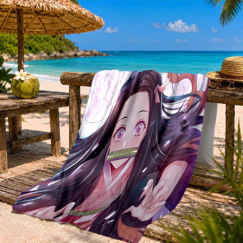 Butterfly Nezuko Fantasy Beach Towel Microfiber Beach Towel, Lightweight and Quick-Dry, for Summer Travel, Swimming Pool Fan Birthday Gift